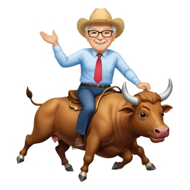 happy Warren Buffet riding bull sticker