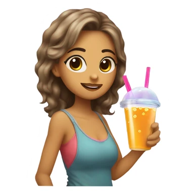 Chica bebiendo bubble te sticker