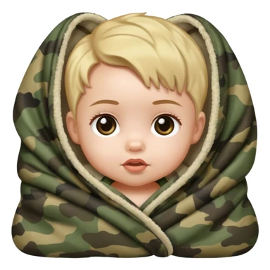 Baby girl wrapped in a camo blanket ￼ sticker