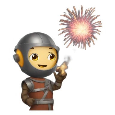 medieval Pyrotechnician seeing some fireworks go off in front of him sticker
