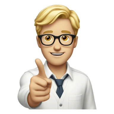 a nerdy white boy with glasses pointing his finger sticker