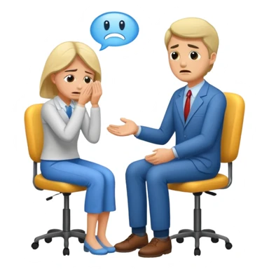 Crying man at the psychological session ( woman is psychologist supporting man) sticker