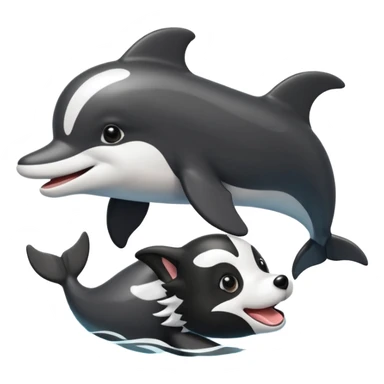 a combination of a dolphin and a boarder collie in one emoji sticker