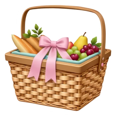 picnic basket with a light pink bow, realistic details sticker