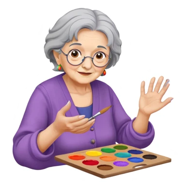 old woman painting  sticker