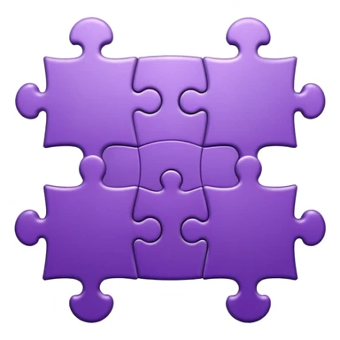 Create an icon of a puzzle for "Featured Projects" on a dark background #22223B. Show multiple puzzle pieces connected together, with one piece slightly separated or highlighted as the final piece. The puzzle pieces should be shades of purple that harmonize with the background. sticker
