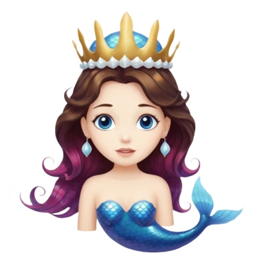 White brunette hair mermaid  sticker