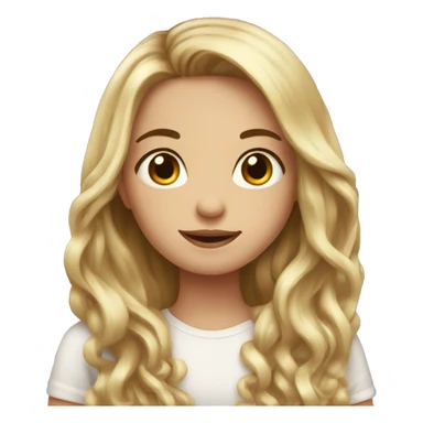 Girl with long hair and with long nail and pretty sticker