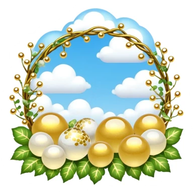 White and glittery gold with marbles, vines, divine, heavenly, spiritual, pure, glowing, cute clouds, sunshine, sparkly, beautiful, elegant, luxurious, pretty, aesthetic scenery scene picture   sticker
