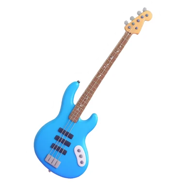 blue electric bass guitar, 3d emoji style sticker