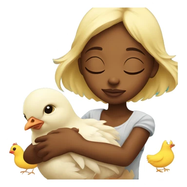 dreaming girl with baby chicken  sticker