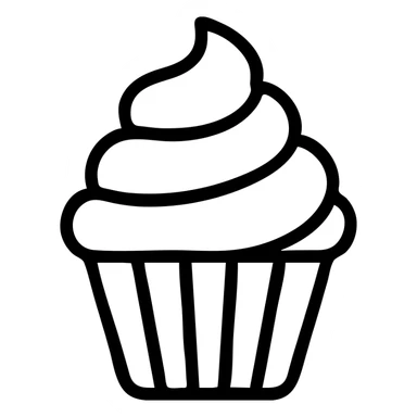 cupcake with pink icing outlined icon sticker
