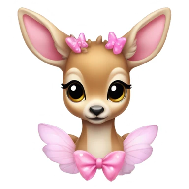 baby deer with fairy wings and a pink bow around its neck  sticker