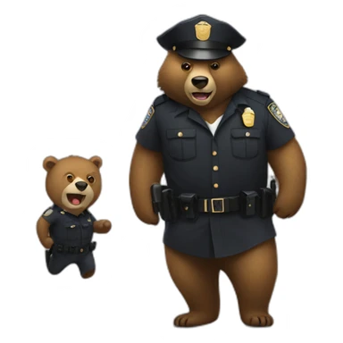 Bear cop arresting another bear sticker