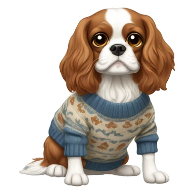 King Charles spaniel with a sweater on ￼ sticker
