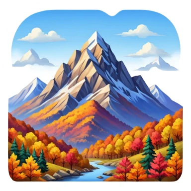 Artist painting a beautiful autumn mountain peak destination on canvas sticker