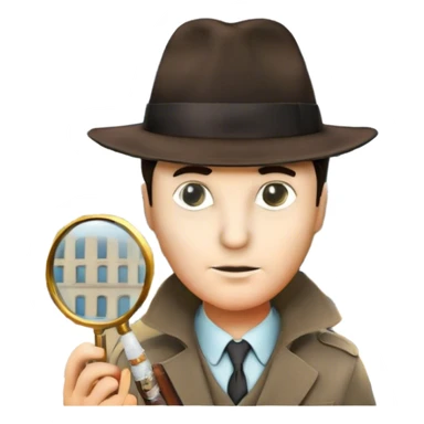 A colorful collage featuring iconic detective elements—magnifying glass, a fedora hat, a cigarette, a shadowy figure, and a mysterious city backdrop, a board with photos of suspects. Include subtle clues like fingerprints or a crime scene. Retro movie poster style. Transparent background. sticker