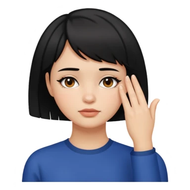 Girl with black hair and short hair  like boy hair who put her hand on her face like 🤦🏻‍♀️ sticker