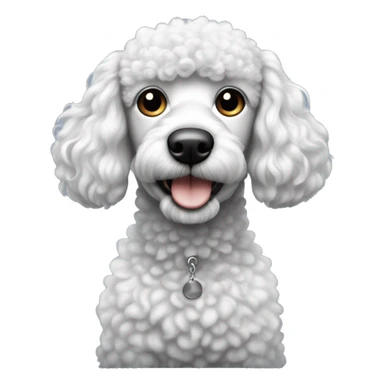 It's a poodle mixed with black and white, but the fish is black and the nose is a little white, and the forehead has a flame pattern sticker