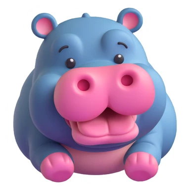 hippopotamus, 3D emoji style, soft shading, lively and expressive, suitable for app icon sticker