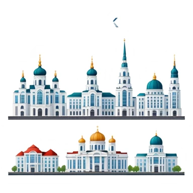 Minsk city skyline with iconic buildings and architecture sticker