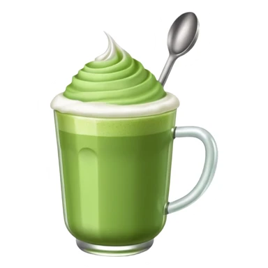matcha latte with foam and spoon sticker