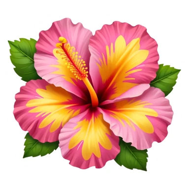 orange yellow and pink hibiscus flower inside a square  sticker