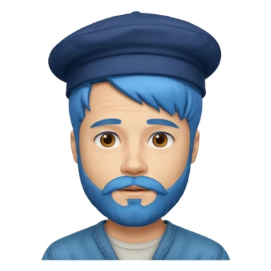 brad pitt, blue hair, hat, beard sticker