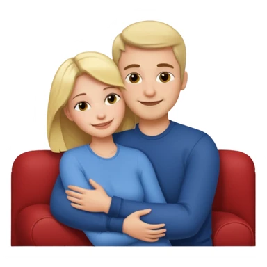 Women cuddling man on couch sticker