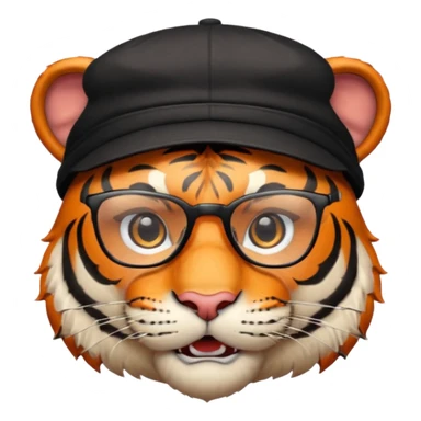 Un tigre enfadado con una mesa de dj . Lo quiero más profesional con unos audífonos y cara de astuto . Mejor con un sobrero y sin audífonos y con unas gafas  sticker