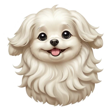 Cinematic Comical Wavy-Haired Maltese dog Portrait Emoji, Head tilted dramatically with an exaggeratedly amused or surprised expression, featuring a silky, wavy-haired white coat with a playful sheen, wide, expressive dark eyes filled with exaggerated disbelief, Simplified yet hilariously expressive features, highly detailed, glowing with a slightly sassy glow, high shine, dramatic yet playful, stylized with an air of cheeky charm, bright and endearing, soft glowing outline, capturing the essence of a spirited and over-the-top companion, so meme-worthy it feels like it could side-eye its way into internet fame instantly! sticker