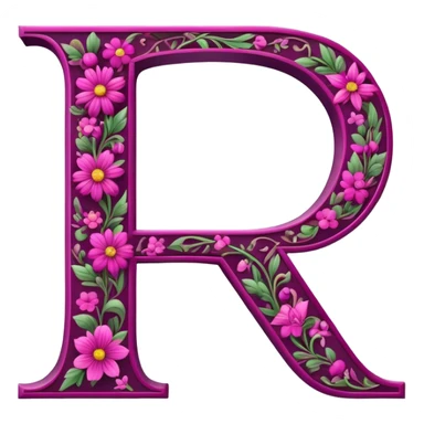 Magenta flowery romantic alphabet letter sticker