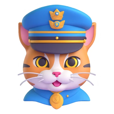 smirking cat wearing a cadet hat sticker