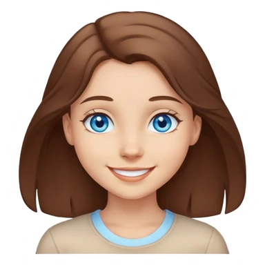 smiling girl blue eyes portrait with brown hair sticker