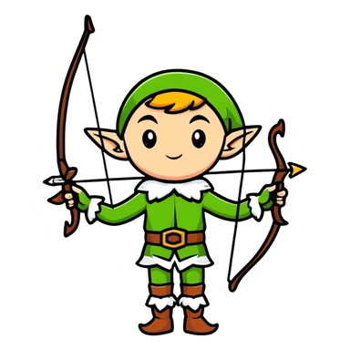 Elf archer with pointy ears and bow sticker