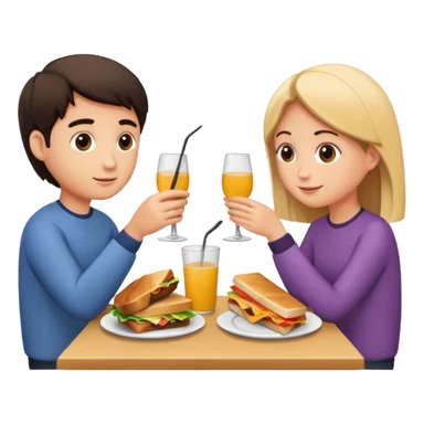 friends having lunch together, face each other sticker