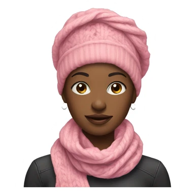 Pink winter pretty black woman with winter pink neck scarf  sticker