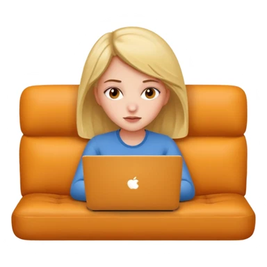 A girl is lying on the couch with a laptop, working sticker