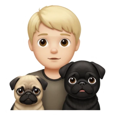 blonde boy with black pug sticker
