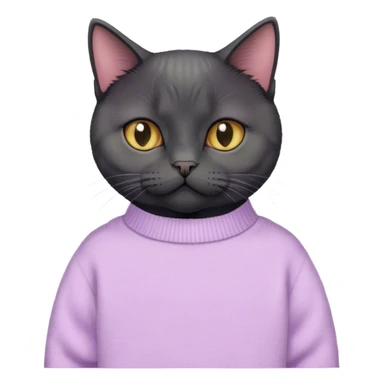 
short-haired black British cat in a pastel sweater sticker