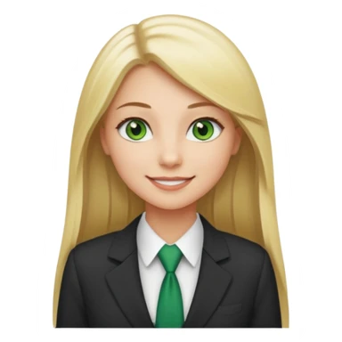 Green eyes office girl with straight long blonde hair barbie sticker