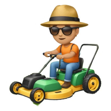 man mowing lawn sticker