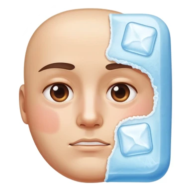 Face with one swollen cheek with square ice pack applied to it sticker