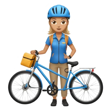 female bike courier, simple, flat sticker