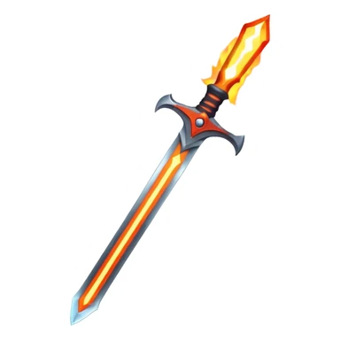 Flaming magic sword — fiery aura and sparks sticker