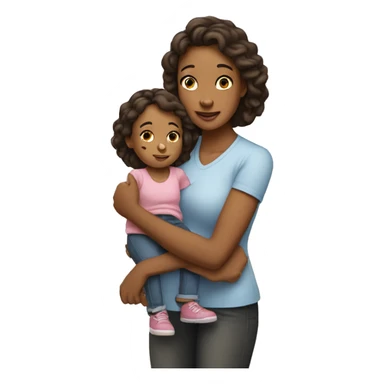 Adult woman holding a younger version of herself affectionate and with endless love  sticker