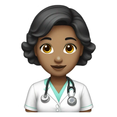 nurse white skin black hair girl single emoji sticker