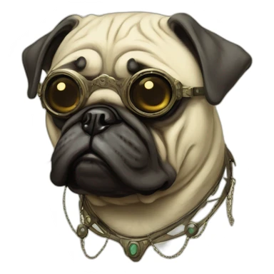 A cyberpunk pug in Art Nouveau style during 1910 sticker