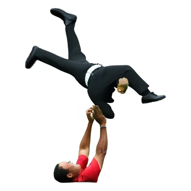 tiger woods back flipping over rory mcilroy as he wins the masters  sticker