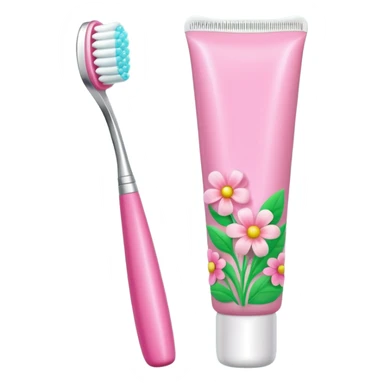 light green and pink toothbrush and floral toothpaste sticker